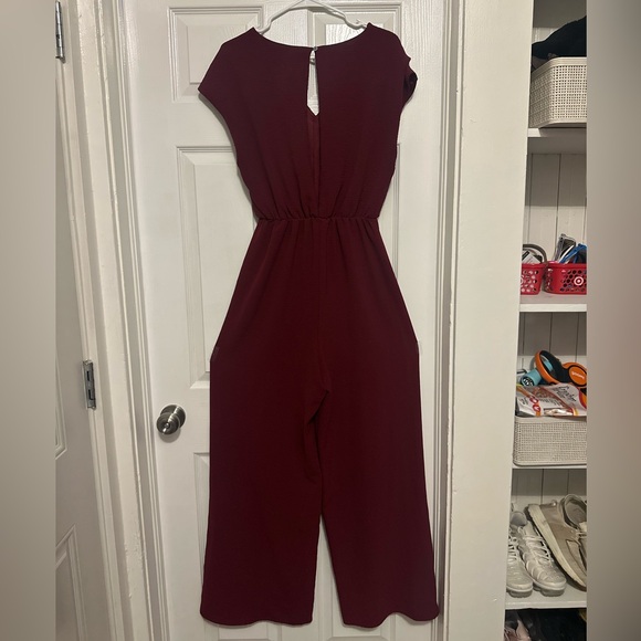 She + Sky Deep Red Jumpsuit - Picture 4 of 8